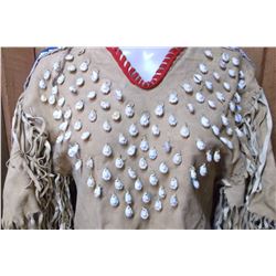 Great Lakes Beaded Fringed Dress- 100+ Shells- 43" L