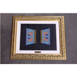 Plains Indians Beaded Cuffs- C. 1865- 37 Star Flags- Frame- 28" X 43"