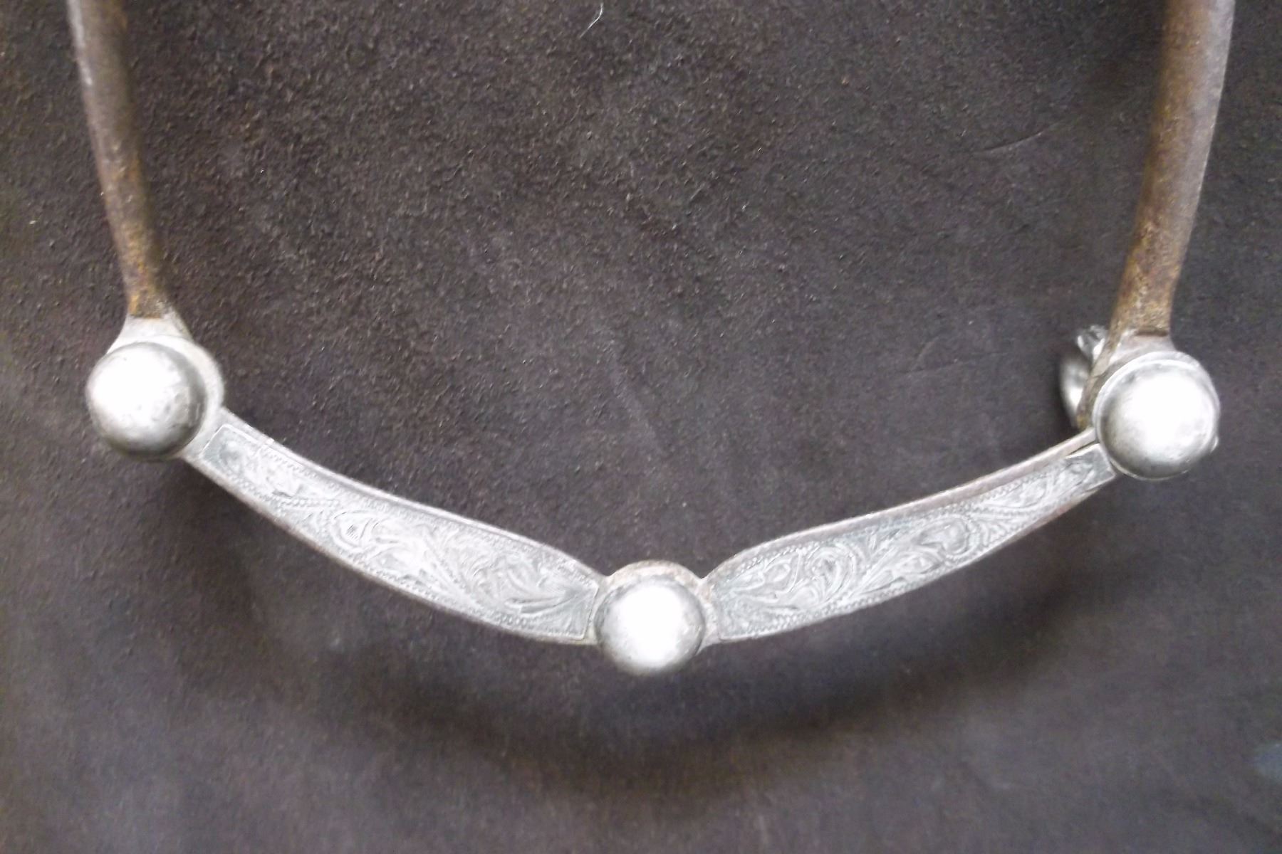 Marked GARCIA Silver Inlaid Bit- Nevada Cheek- Spade Mounth- Slobber Bar