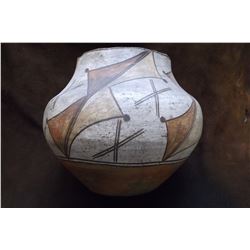 Zia Olla Hand Coiled Hand Painted Pot- 8" H X 9" W- Certificate of Authenticity