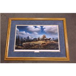 Signed Terry Redlin Print- " O' Beautifl for Spacious Skies"- 1990 - 10031/29500- Frame 40" X 29"