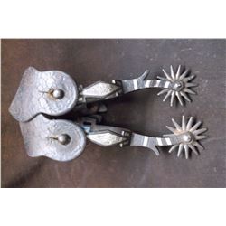 Marked Squashed M's (Mike Morales)- Silver Overlaid Spurs- Basket Stamped Straps
