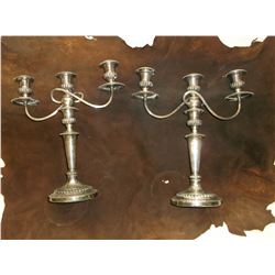 Two Silver Plate Candle Holders- 15.5"H X 13.5"W
