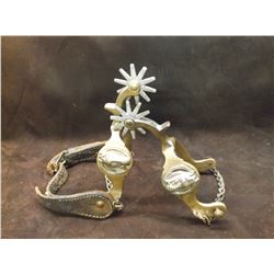 Star Marked Hercules Bronze Beurmann Spurs- Horseheads- Drop Shank- Chap Guards- 10 Point Rowels