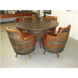 4 Leather Padded Barrel Chair- Round Table With Barrel Base
