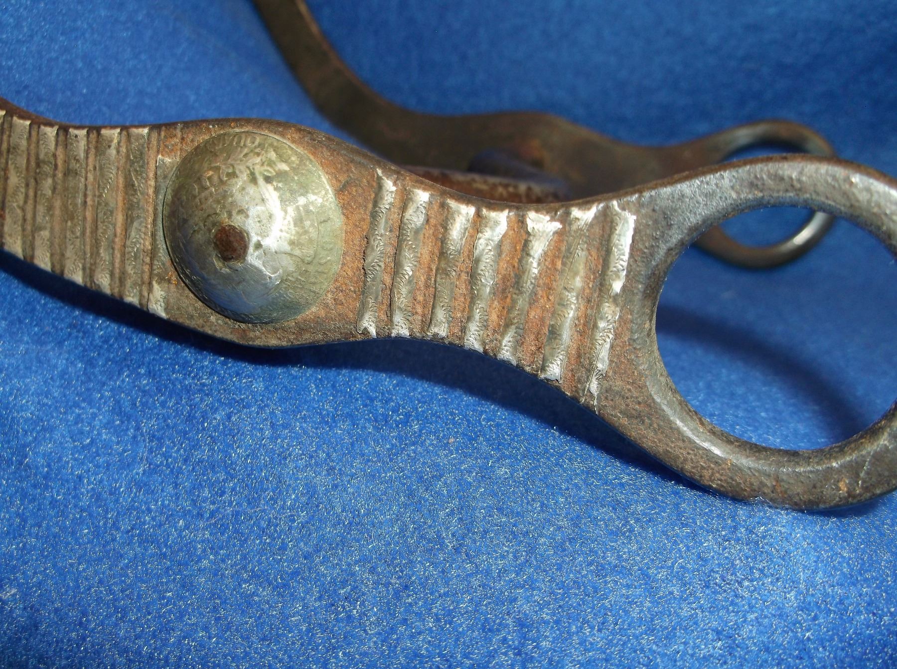 Marked Fleming Silver Overlaid Bit Curved Shank Copper Inlaid Curb Mouth