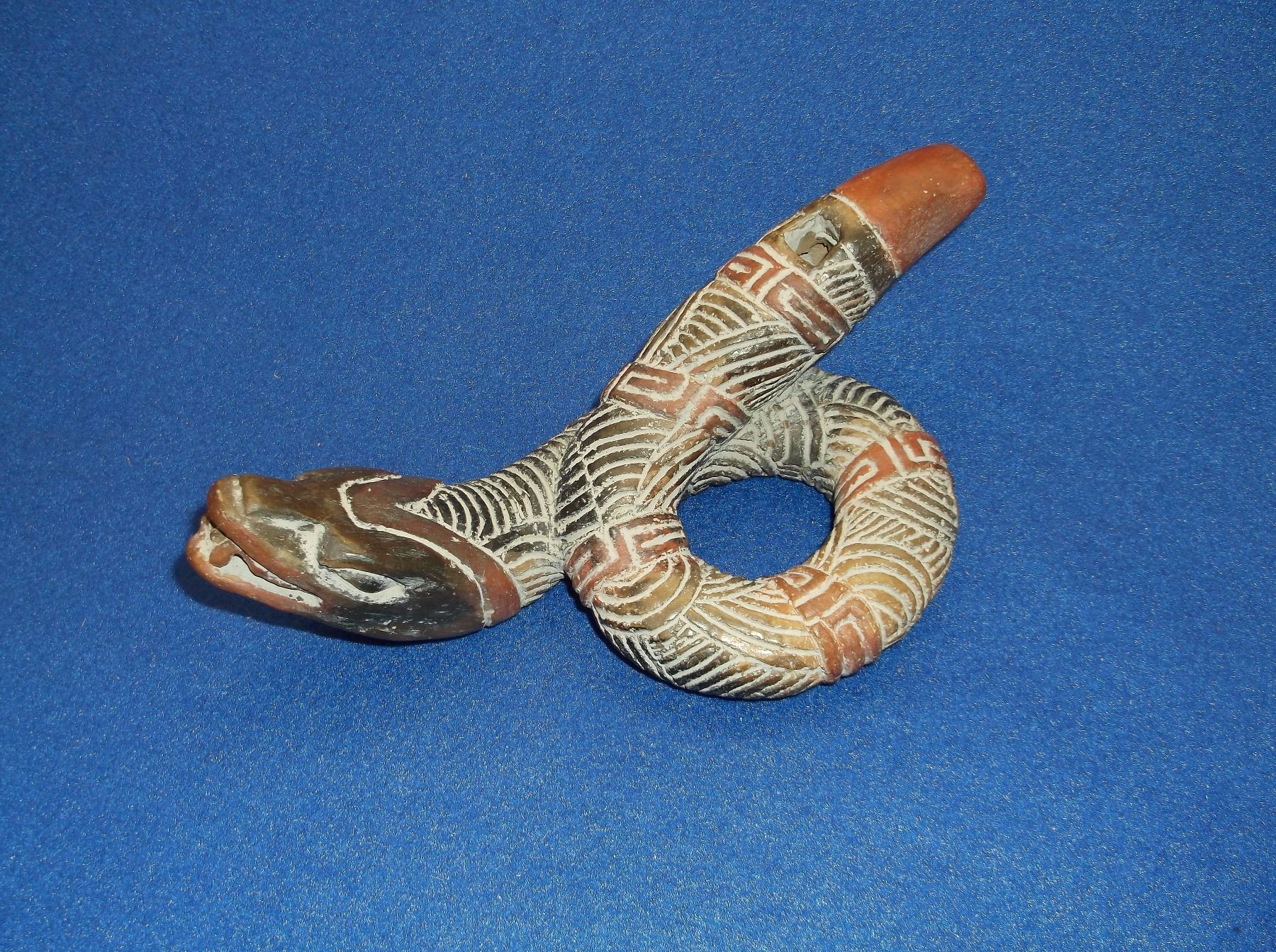 Pottery Snake Flute 8"L