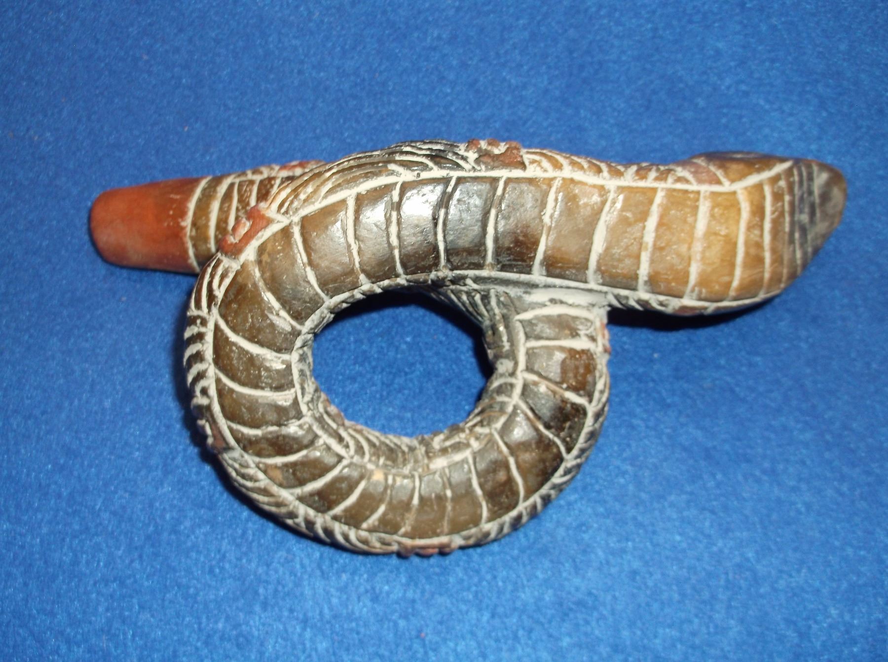 Pottery Snake Flute 8"L