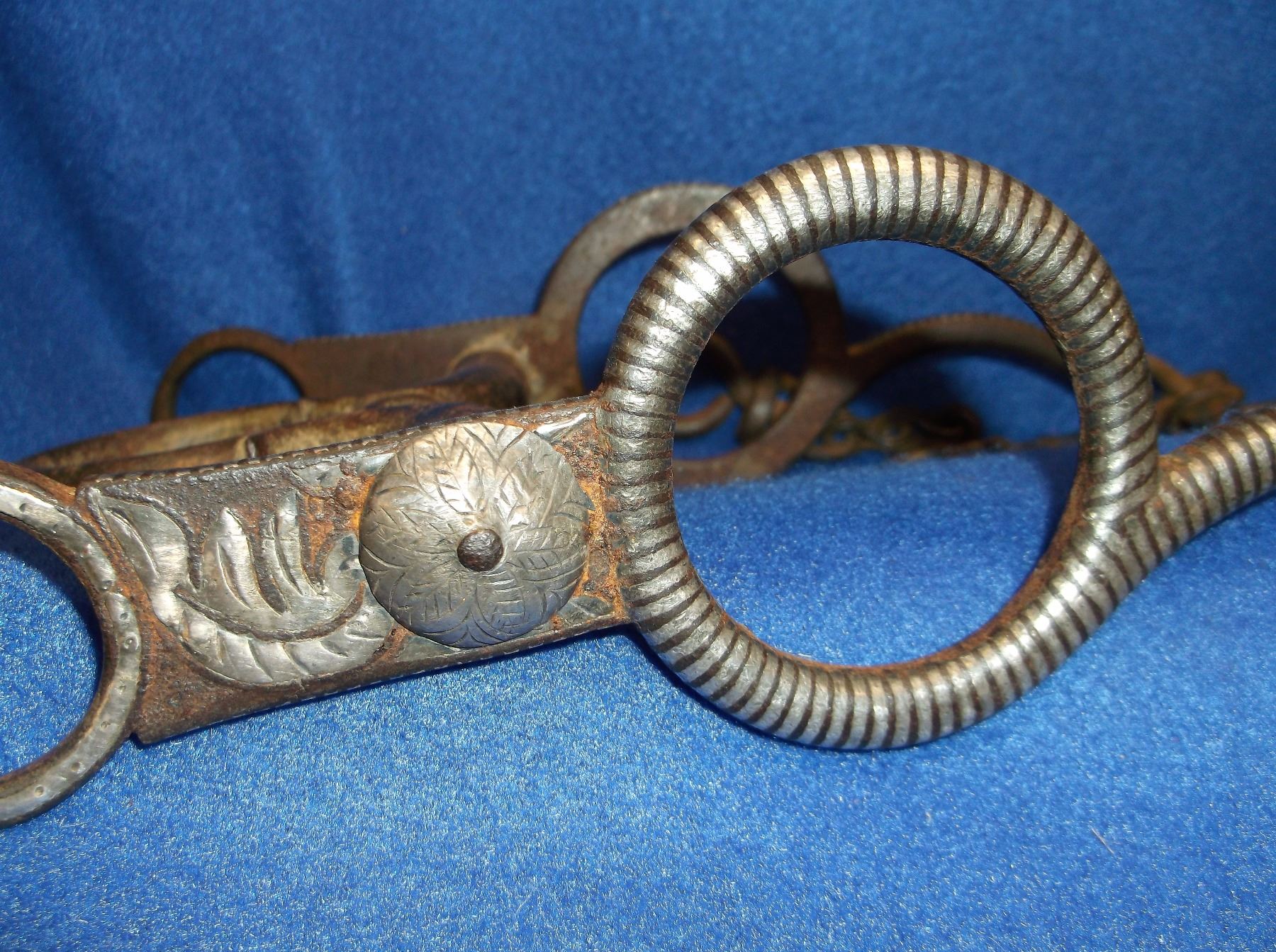 Unmarked Silver Inlaid Bit- Circle Cheek- Desuenado Copper Inlaid Mouth ...