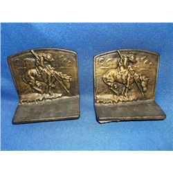 Unmarked "Trails End" Bookends- Brass 5"H X 5"W