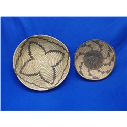 2 Papago Baskets- C. 1950-1960- 2.5"H X 12"W- 2.5"H X 8.5"W