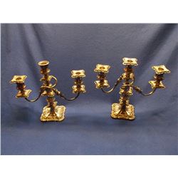 2 Marked Sheffield Productions Candle Holders- E.R. ON COPPER- MADE IN ENGLAND- 1552- 11"H X 12"W