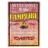 Image 1 : TIN SIGN 12"x17" "WELCOME TO OUR CAMPFIRE"