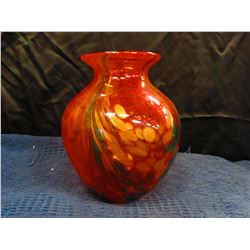 RED GLASS VASE