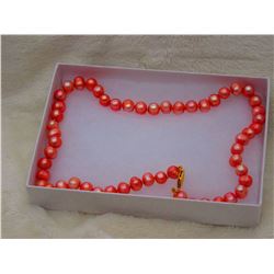 GENUINE FRESHWATER PEARL NECKLACE WITH STERLING SILVER GOLD PLATED CLASP