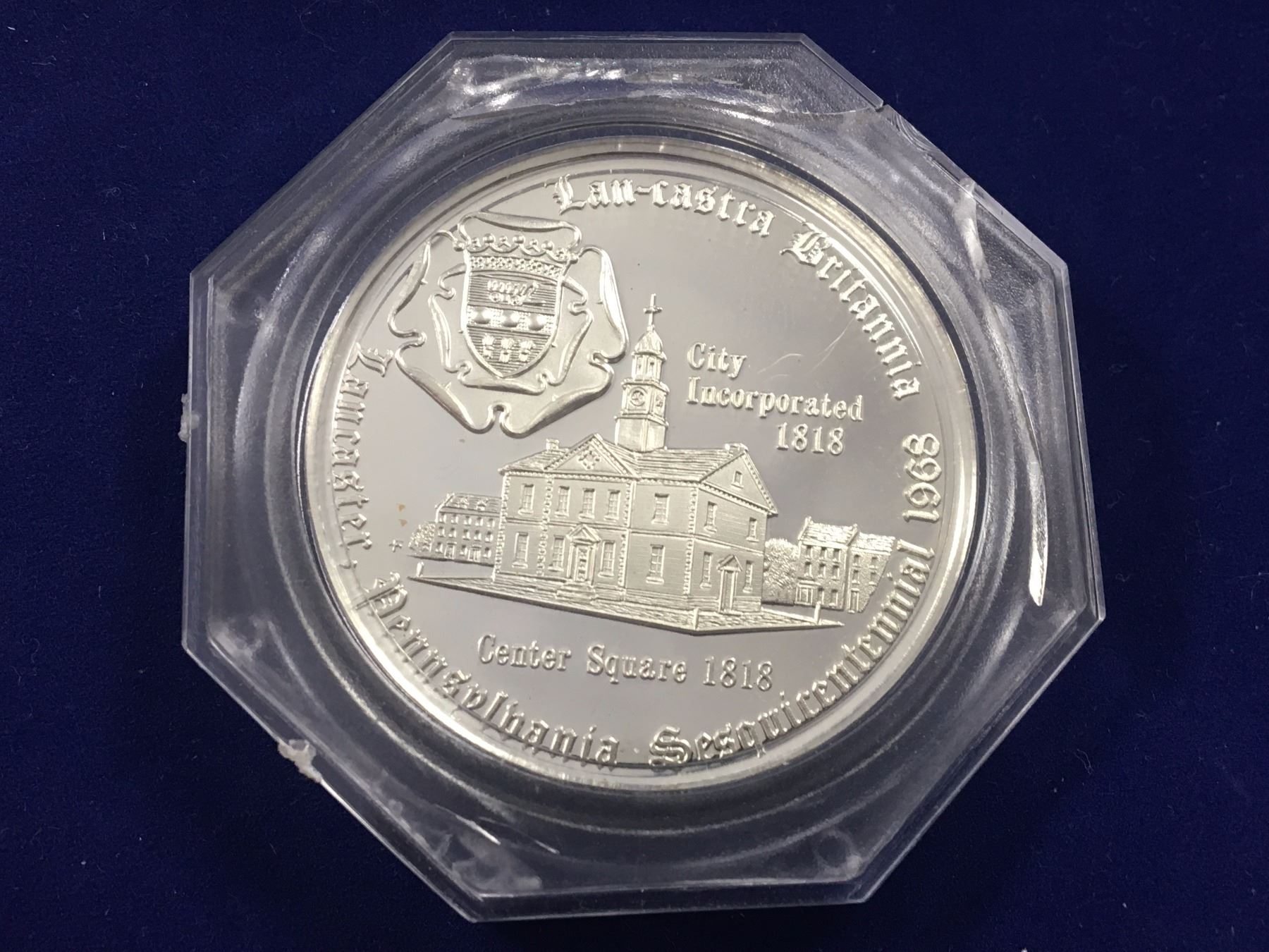 1968 Silver Round -Red Rose Coin Club, Penna. United States - Diameter 38mm