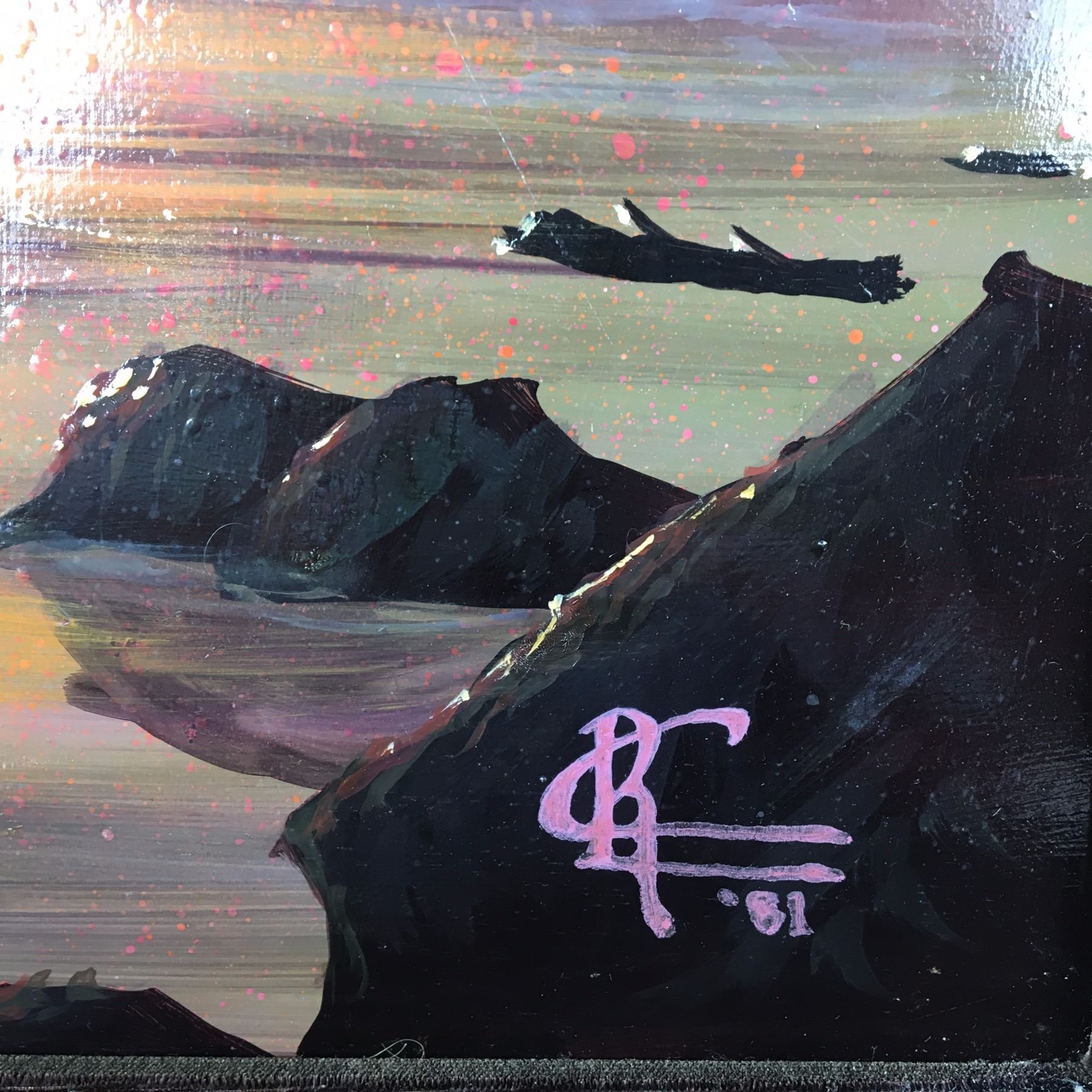 Original Christian Riese Lassen Paintng Of Maui Sunset Framed Without Glass With Velvet Surround