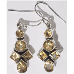 #16-STERLING SILVER CITRINE DROP EARRINGS