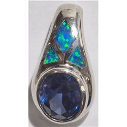 #18-STERLING SILVER CREATED TANZANITE AND