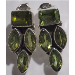 #22-STERLING SILVER PERIDOT EARRINGS