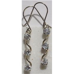#25-10K GOLD 3 CUBIC ZIRCONIA DROP EARRINGS