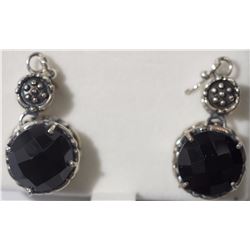 #28-STERLING SILVER ONYX EARRINGS