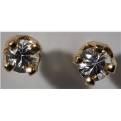 #31-14K YELLOW GOLD WHITE SAPPHIRE STUD EARRINGS