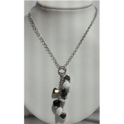 #32-STERLING SILVER ONYX HEART NECKLACE