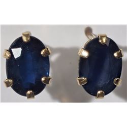 #33-14K YELLOW GOLD GENUINE SAPPHIRE EARRINGS