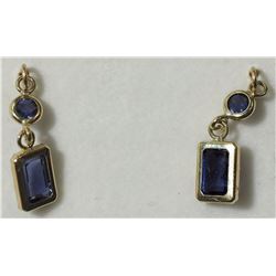 #36-14K YELLOW GOLD IOLITE DROP EARRINGS
