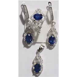 #39-STERLING SILVER ENHANCED SAPPHIRE AND CUBIC