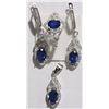 Image 1 : #39-STERLING SILVER ENHANCED SAPPHIRE AND CUBIC