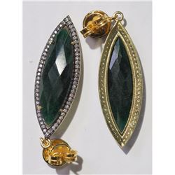 #40-STERLING SILVER GREEN AGATE AND CRYSTAL