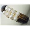 Image 2 : #43-FRESHWATER PEARL AND TIGER EYE BRACELET