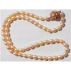 #44-FRESHWATER PINK PEARL NECKLACE WITH