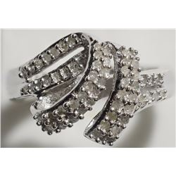 #47-STERLING SILVER DIAMOND (0.62CT) RING
