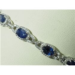 #48-STERLING SILVER ENHANCED SAPPHIRE BRACELET