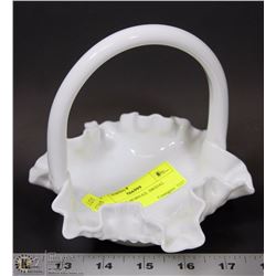 MILKGLASS HOBNAIL BRIDAL BASKET