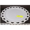 Image 1 : LARGE MILK GLASS TRAY WITH CROCHET EDGE