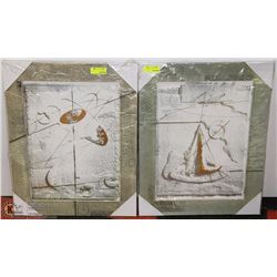 LOT OF TWO FRAMED MATCHING STYLE ART PIECES