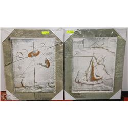 LOT OF TWO FRAMED MATCHING STYLE ART PIECES