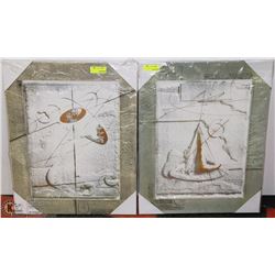 LOT OF TWO FRAMED MATCHING STYLE ART PIECES