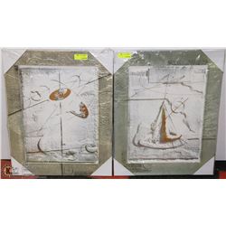 LOT OF TWO FRAMED MATCHING STYLE ART PIECES