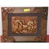 Image 1 : WOOD FRAMED 3D HORSE ART WALL HANGING