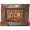 Image 1 : WOOD FRAMED 3D HORSE ART WALL HANGING