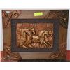 Image 1 : WOOD FRAMED 3D HORSE ART WALL HANGING