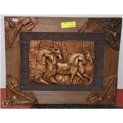 WOOD FRAMED 3D HORSE ART WALL HANGING