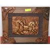 Image 1 : WOOD FRAMED 3D HORSE ART WALL HANGING