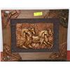 Image 1 : WOOD FRAMED 3D HORSE ART WALL HANGING
