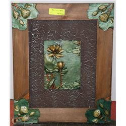 WOOD FRAMED 3D FLOWER ART WALL HANGING